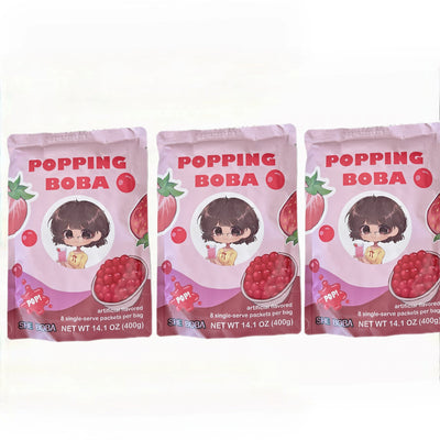 Strawberry Popping Boba - 8 Single-Serve Packets