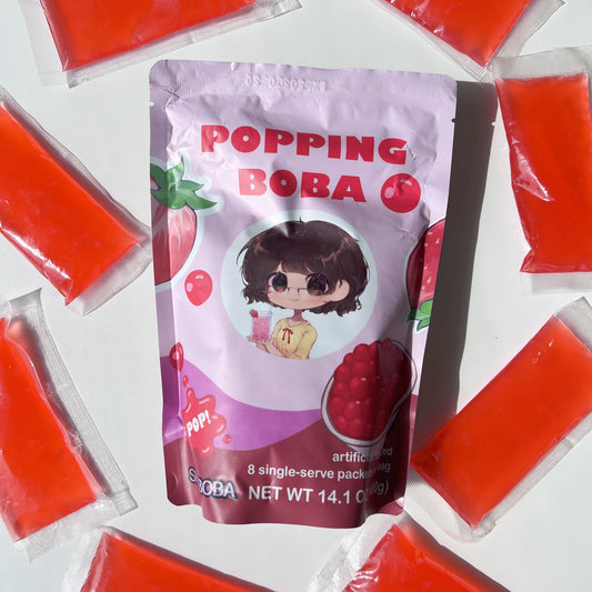 Strawberry Popping Boba - 8 Single-Serve Packets