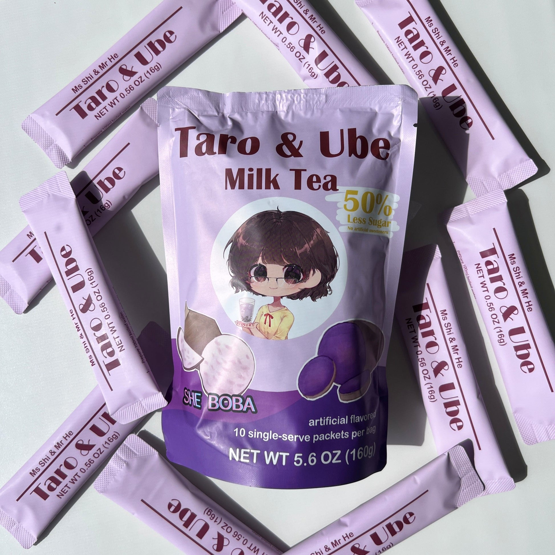 Taro & Ube Milk Tea Mix – 10 Single-Serve Packets